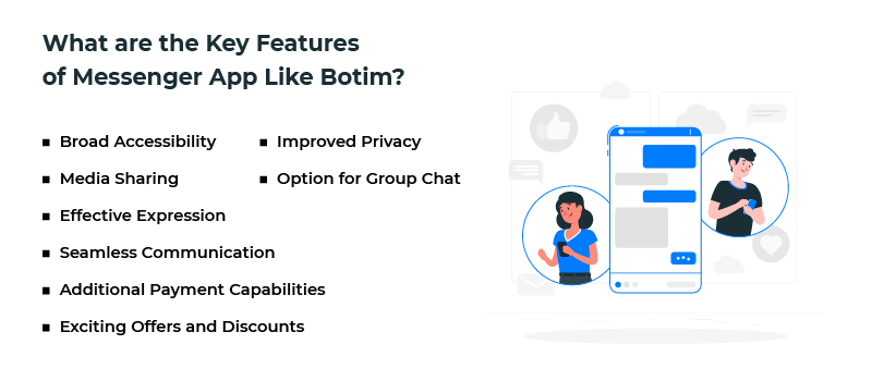 key features of messenger app like botim